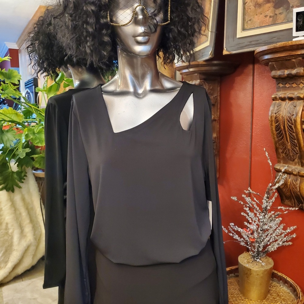 NEW Intempo Black‎ Cutout Bodysuit Womens 1X Silky Soft Long Sleeve $41